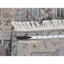 Load image into Gallery viewer, 7&#39;10&quot;x10&#39;2&quot; Laurel Green, Mughal Design, Pure Silk Hand Knotted, Oriental Rug FWR484728