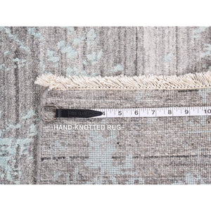 8'x10' Sea Foam Green, Wool And Silk Hand Knotted, Broken Persian Design, Oriental Rug FWR484734