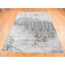 Load image into Gallery viewer, 8&#39;x9&#39;10&quot; Agreeable Gray, Dense Weave Broken And Erased Geometric Design, Art Wool And Silk Hand Knotted, Oriental Rug FWR484752