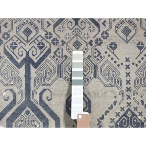 8'x9'10" Agreeable Gray, Dense Weave Broken And Erased Geometric Design, Art Wool And Silk Hand Knotted, Oriental Rug FWR484752