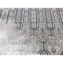 Load image into Gallery viewer, 8&#39;x9&#39;10&quot; Agreeable Gray, Dense Weave Broken And Erased Geometric Design, Art Wool And Silk Hand Knotted, Oriental Rug FWR484752