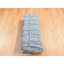 Load image into Gallery viewer, 8&#39;x9&#39;10&quot; Agreeable Gray, Dense Weave Broken And Erased Geometric Design, Art Wool And Silk Hand Knotted, Oriental Rug FWR484752