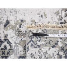 Load image into Gallery viewer, 8&#39;x9&#39;10&quot; Agreeable Gray, Dense Weave Broken And Erased Geometric Design, Art Wool And Silk Hand Knotted, Oriental Rug FWR484752