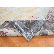 Load image into Gallery viewer, 10&#39;x14&#39;2&quot; Platinum Gray, Abstract Design, Denser Weave Pure Wool Hand Knotted, Oriental Rug FWR484764