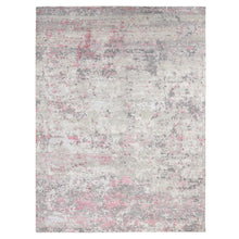Load image into Gallery viewer, 10&#39;x13&#39;9&quot; Eggshell White, Modern Abstract Design, Engraved Wool and Silk Pile, Hand Knotted, Oriental Rug FWR484770