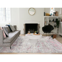 Load image into Gallery viewer, 10&#39;x13&#39;9&quot; Eggshell White, Modern Abstract Design, Engraved Wool and Silk Pile, Hand Knotted, Oriental Rug FWR484770