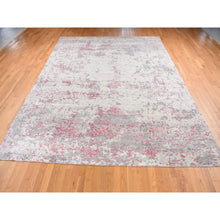 Load image into Gallery viewer, 10&#39;x13&#39;9&quot; Eggshell White, Modern Abstract Design, Engraved Wool And Silk Pile, Hand Knotted, Oriental Rug FWR484770