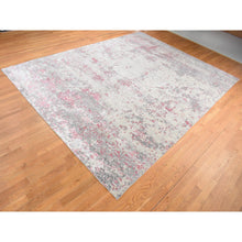 Load image into Gallery viewer, 10&#39;x13&#39;9&quot; Eggshell White, Modern Abstract Design, Engraved Wool and Silk Pile, Hand Knotted, Oriental Rug FWR484770