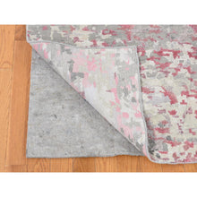 Load image into Gallery viewer, 10&#39;x13&#39;9&quot; Eggshell White, Modern Abstract Design, Engraved Wool and Silk Pile, Hand Knotted, Oriental Rug FWR484770