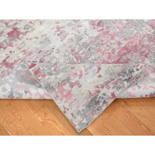 Load image into Gallery viewer, 10&#39;x13&#39;9&quot; Eggshell White, Modern Abstract Design, Engraved Wool and Silk Pile, Hand Knotted, Oriental Rug FWR484770