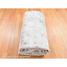 Load image into Gallery viewer, 10&#39;x13&#39;9&quot; Eggshell White, Modern Abstract Design, Engraved Wool and Silk Pile, Hand Knotted, Oriental Rug FWR484770