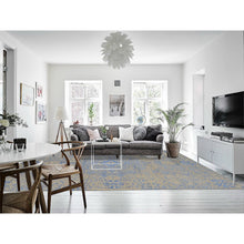 Load image into Gallery viewer, 8&#39;9&quot;x12&#39; Bayern Blue, Hand Loomed, Wool And Art Silk, Mamluk Design, Oriental Rug FWR484800