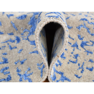 8'9"x12' Bayern Blue, Hand Loomed, Wool And Art Silk, Mamluk Design, Oriental Rug FWR484800