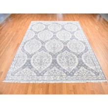 Load image into Gallery viewer, 9&#39;x12&#39; Ivory, Hand Knotted, Handmade, Pure Cotton, Mughal Empire, Agra Flower Bouquet Design, Oriental Rug FWR484818