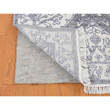 Load image into Gallery viewer, 9&#39;x12&#39; Ivory, Hand Knotted, Handmade, Pure Cotton, Mughal Empire, Agra Flower Bouquet Design, Oriental Rug FWR484818