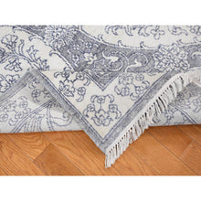 Load image into Gallery viewer, 9&#39;x12&#39; Ivory, Hand Knotted, Handmade, Pure Cotton, Mughal Empire, Agra Flower Bouquet Design, Oriental Rug FWR484818