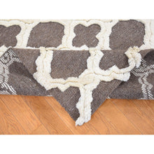 Load image into Gallery viewer, 9&#39;3&quot;x11&#39;7&quot; Ivory And Gray, Moroccan Weave, Soft Wool, Hand Knotted, High And Lo Pile With Trills Design, Oriental Rug FWR484842