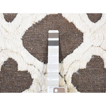 Load image into Gallery viewer, 9&#39;3&quot;x11&#39;7&quot; Ivory And Gray, Moroccan Weave, Soft Wool, Hand Knotted, High And Lo Pile With Trills Design, Oriental Rug FWR484842