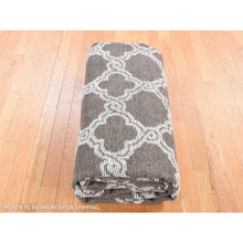 Load image into Gallery viewer, 9&#39;3&quot;x11&#39;7&quot; Ivory And Gray, Moroccan Weave, Soft Wool, Hand Knotted, High And Lo Pile With Trills Design, Oriental Rug FWR484842