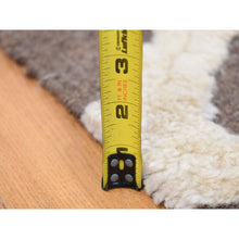 Load image into Gallery viewer, 9&#39;3&quot;x11&#39;7&quot; Ivory And Gray, Moroccan Weave, Soft Wool, Hand Knotted, High And Lo Pile With Trills Design, Oriental Rug FWR484842