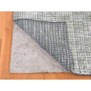 9'1"x12'1" Chetwode Green, Modern Criss Cross Intricate Design, Wool And Art Silk, Tone On Tone, Hand Loomed, Oriental Rug FWR484872