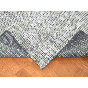 9'1"x12'1" Chetwode Green, Modern Criss Cross Intricate Design, Wool And Art Silk, Tone On Tone, Hand Loomed, Oriental Rug FWR484872