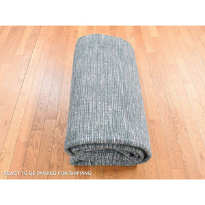 9'1"x12'1" Chetwode Green, Modern Criss Cross Intricate Design, Wool And Art Silk, Tone On Tone, Hand Loomed, Oriental Rug FWR484872