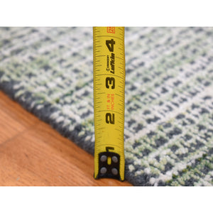 9'1"x12'1" Chetwode Green, Modern Criss Cross Intricate Design, Wool And Art Silk, Tone On Tone, Hand Loomed, Oriental Rug FWR484872
