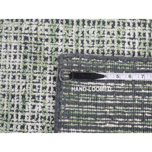 9'1"x12'1" Chetwode Green, Modern Criss Cross Intricate Design, Wool And Art Silk, Tone On Tone, Hand Loomed, Oriental Rug FWR484872