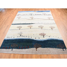 Load image into Gallery viewer, 9&#39;x12&#39; Ivory, Hand Knotted, Modern Folk Art Pictorial Tree Design, Lori Buft Gabbeh, Persian Soft And Plush Wool, Oriental Rug FWR484884
