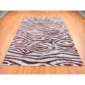 9'x11'7'' Ivory, Man Made Silk, Hand Knotted With Tree Bark Design And Natural Abrash, Oriental Rug FWR484896
