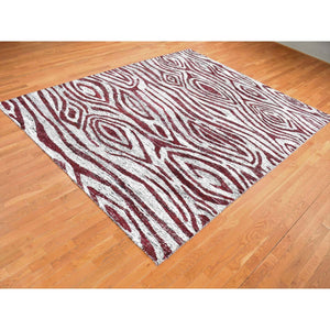 9'x11'7'' Ivory, Man Made Silk, Hand Knotted With Tree Bark Design And Natural Abrash, Oriental Rug FWR484896