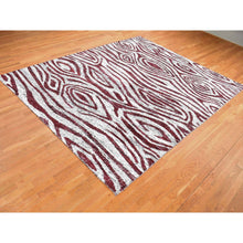 Load image into Gallery viewer, 9&#39;x11&#39;7&#39;&#39; Ivory, Man Made Silk, Hand Knotted With Tree Bark Design And Natural Abrash, Oriental Rug FWR484896