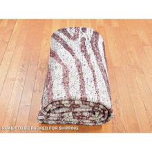 Load image into Gallery viewer, 9&#39;x11&#39;7&#39;&#39; Ivory, Man Made Silk, Hand Knotted With Tree Bark Design And Natural Abrash, Oriental Rug FWR484896