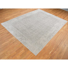 Load image into Gallery viewer, 8&#39;9&quot;x12&#39;1&quot; Taupe, Thick, Soft and Plush, Tone on Tone, Fine Jacquard Loomed Weave, Wool and Silk, Intricate and Erased Persian Design, Oriental Rug FWR484914
