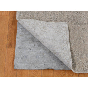 8'9"x12'1" Taupe, Thick, Soft and Plush, Tone on Tone, Fine Jacquard Loomed Weave, Wool and Silk, Intricate and Erased Persian Design, Oriental Rug FWR484914