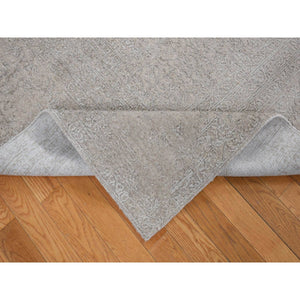 8'9"x12'1" Taupe, Thick, Soft and Plush, Tone on Tone, Fine Jacquard Loomed Weave, Wool and Silk, Intricate and Erased Persian Design, Oriental Rug FWR484914