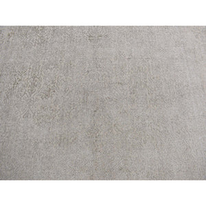 8'9"x12'1" Taupe, Thick, Soft and Plush, Tone on Tone, Fine Jacquard Loomed Weave, Wool and Silk, Intricate and Erased Persian Design, Oriental Rug FWR484914