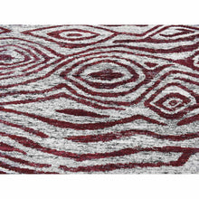 Load image into Gallery viewer, 8&#39;10&quot;x11&#39;9&quot; Vermilion Red, Thick, Man Made Silk, Modern Repetitive Colorful Tree Bark Motif With Abrash, Cropped Pile, Hand Knotted, Oriental Rug FWR484926