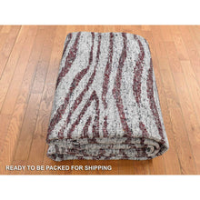 Load image into Gallery viewer, 8&#39;10&quot;x11&#39;9&quot; Vermilion Red, Thick, Man Made Silk, Modern Repetitive Colorful Tree Bark Motif With Abrash, Cropped Pile, Hand Knotted, Oriental Rug FWR484926