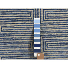 Load image into Gallery viewer, 8&#39;x10&#39; Independence Blue, Silk With Wool, Maze Design, Hand Knotted, Oriental Rug FWR484962