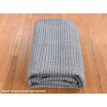 Load image into Gallery viewer, 8&#39;x10&#39; Independence Blue, Silk With Wool, Maze Design, Hand Knotted, Oriental Rug FWR484962