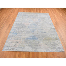 Load image into Gallery viewer, 8&#39;x10&#39;6&quot; Ivory, Pure Silk, Hand Knotted, Modern, Longer Soft Pile, Pastel Colors, Oriental Rug FWR484980