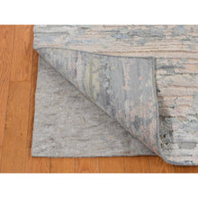 Load image into Gallery viewer, 8&#39;x10&#39;6&quot; Ivory, Pure Silk, Hand Knotted, Modern, Longer Soft Pile, Pastel Colors, Oriental Rug FWR484980