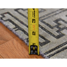 Load image into Gallery viewer, 7&#39;10&quot;x10&#39;3&quot; Goose Gray, Pure Silk With Textured Wool, Roman Key Design, Hand Knotted, Oriental Rug FWR484992