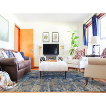 Load image into Gallery viewer, 8&#39;1&quot;x10&#39; Yale Blue, Wool And Silk, Abstract Design, Hand Knotted, Oriental Rug FWR484998