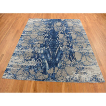 Load image into Gallery viewer, 8&#39;1&quot;x10&#39; Yale Blue, Wool And Silk, Abstract Design, Hand Knotted, Oriental Rug FWR484998