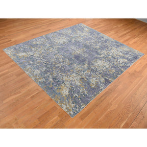 8'x9'10" Lavender Gray, Abstract Design, Soft And Luxurious, Wool And Silk, Hand Knotted, Oriental Rug FWR485016