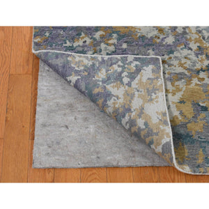 8'x9'10" Lavender Gray, Abstract Design, Soft And Luxurious, Wool And Silk, Hand Knotted, Oriental Rug FWR485016