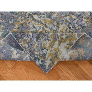 8'x9'10" Lavender Gray, Abstract Design, Soft And Luxurious, Wool And Silk, Hand Knotted, Oriental Rug FWR485016